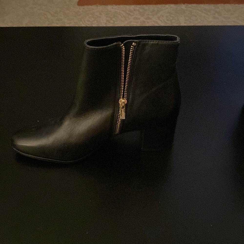 Black leather Calvin Klein heeled booties - size 8.5.  Never worn!